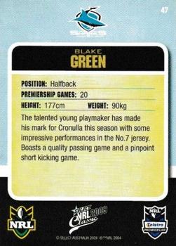 2009 Select Classic #47 Blake Green Back